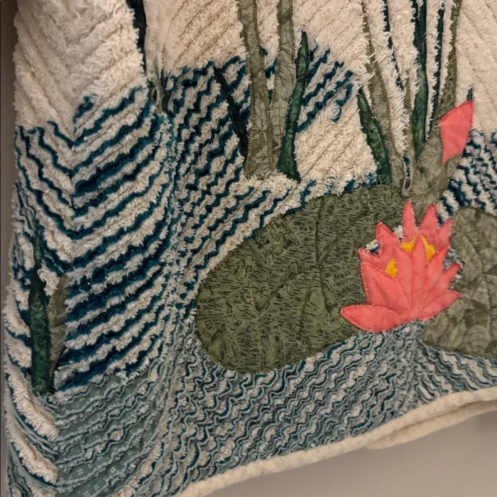 Vintage and Handmade Jacket with pond/lillypad scene size m - Picture 5 of 6